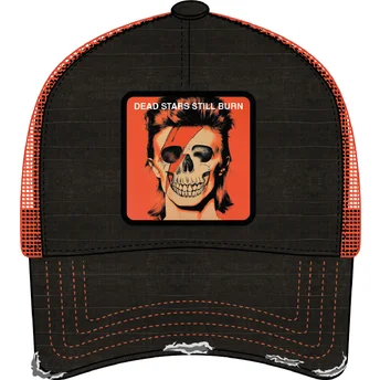 Cappellino trucker nero e arancione David Bowie Dead Stars Still Burn FAM DEA Famous di Capslab