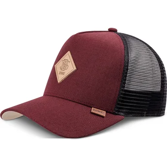 Cappello trucker rosso e nero Plainlace HFT di Djinns