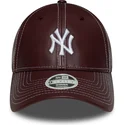 casquette-courbee-grenat-ajustable-9forty-topstitch-pu-new-york-yankees-mlb-new-era