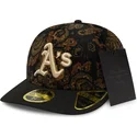 cappellino-curvo-nero-regolabile-59fifty-low-profile-floral-cord-three-looms-printed-corduroy-di-oakland-athletics-mlb-di-new-er