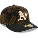 czarna-dopasowana-czapka-z-zakrzywionym-daszkiem-59fifty-low-profile-floral-cord-three-looms-printed-corduroy-oakland-athletics-