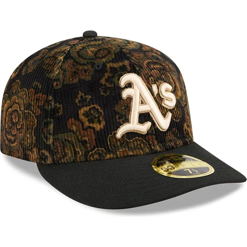 oakland-athletics-mlb-new-era-svart-justerbar-59fifty-low-profile-floral-cord-three-looms-tryckt-manchester-keps