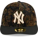 schwarze-gebogene-angepasste-kappe-59fifty-low-profile-floral-cord-three-looms-printed-corduroy-der-new-york-yankees-mlb-von-new