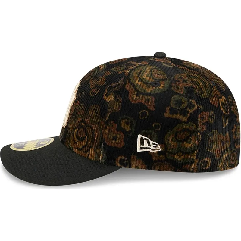 sort-buet-justerbar-59fifty-low-profile-floral-cord-three-looms-printed-corduroy-kasket-fra-new-york-yankees-mlb-fra-new-era