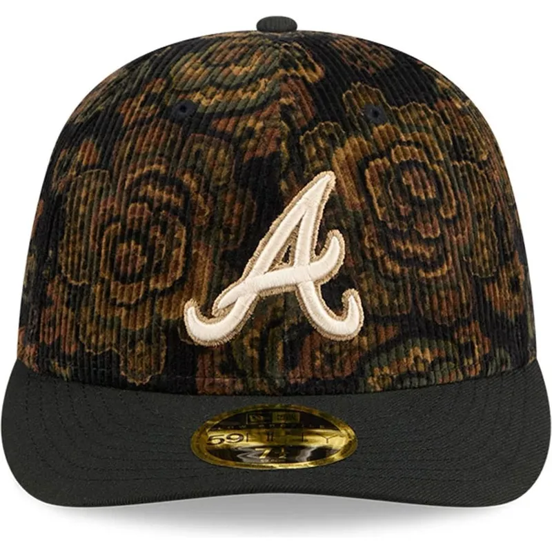 czarna-czapka-z-zakrzywionym-daszkiem-59fifty-low-profile-floral-cord-three-looms-printed-corduroy-atlanta-braves-mlb-od-new-era