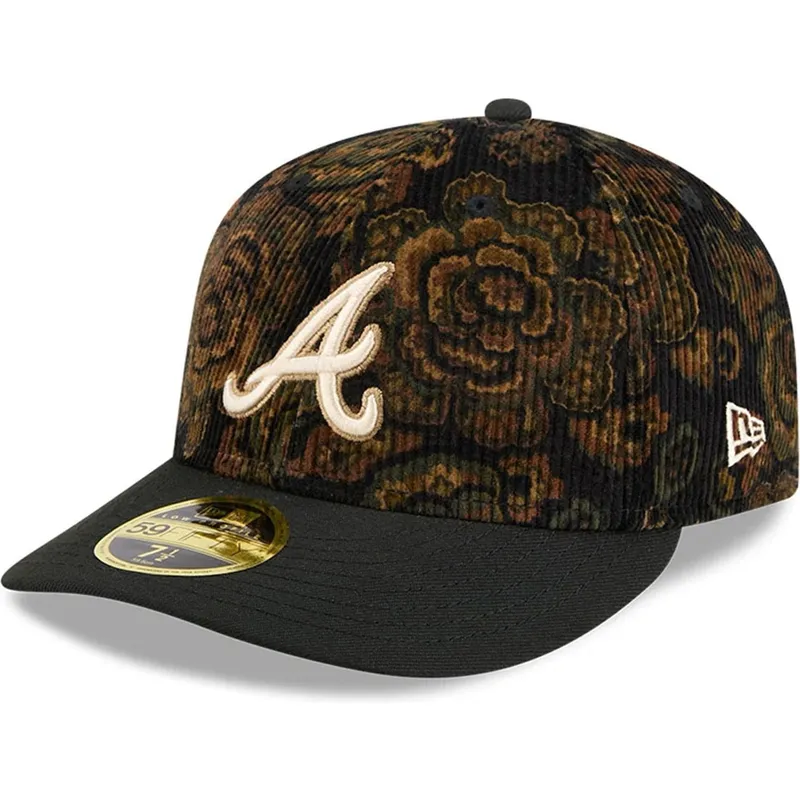 atlanta-braves-mlb-new-era-59fifty-low-profile-floral-cord-three-looms-printed-corduroy-sort-buet-justerbar-kasket