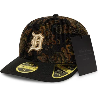 Svart böjd passform 59FIFTY Low Profile Floral Cord Three Looms Printed Corduroy Detroit Tigers MLB keps från New Era