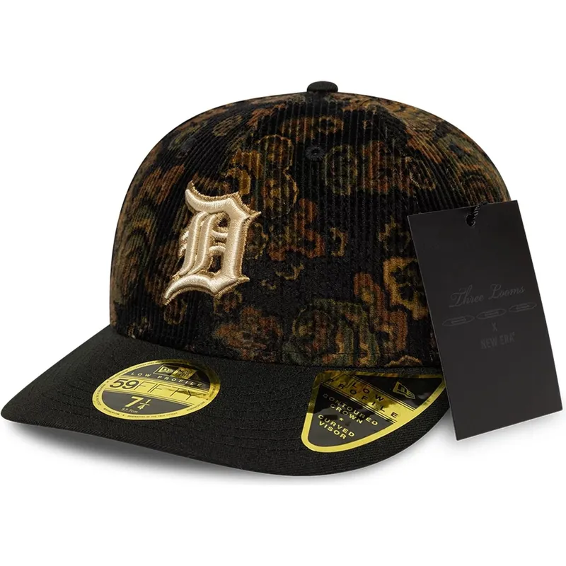 svart-bojd-passform-59fifty-low-profile-floral-cord-three-looms-printed-corduroy-detroit-tigers-mlb-keps-fran-new-era