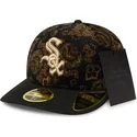 casquette-courbee-noire-ajustee-59fifty-low-profile-floral-cord-three-looms-printed-corduroy-chicago-white-sox-mlb-new-era