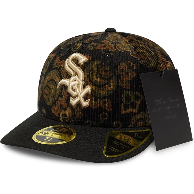 chicago-white-sox-mlb-59fifty-low-profile-floral-cord-three-looms-printed-corduroy-svart-bojd-justerbar-keps-fran-new-era