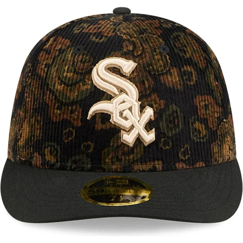 sort-buet-kasket-justerbar-59fifty-low-profile-floral-cord-three-looms-printed-corduroy-fra-chicago-white-sox-mlb-fra-new-era
