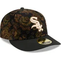 casquette-courbee-noire-ajustee-59fifty-low-profile-floral-cord-three-looms-printed-corduroy-chicago-white-sox-mlb-new-era