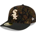 casquette-courbee-noire-ajustee-59fifty-low-profile-floral-cord-three-looms-printed-corduroy-chicago-white-sox-mlb-new-era
