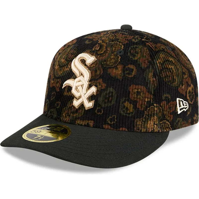 chicago-white-sox-mlb-new-era-59fifty-low-profile-floral-cord-three-looms-printed-corduroy-sort-buet-tilpasset-kasket