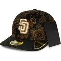 cappellino-curvo-nero-aderente-59fifty-low-profile-floral-cord-three-looms-printed-corduroy-dei-san-diego-padres-mlb-di-new-era