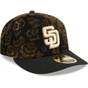 san-diego-padres-mlb-new-era-sort-buet-59fifty-low-profile-floral-cord-three-looms-trykt-flojl-kasket