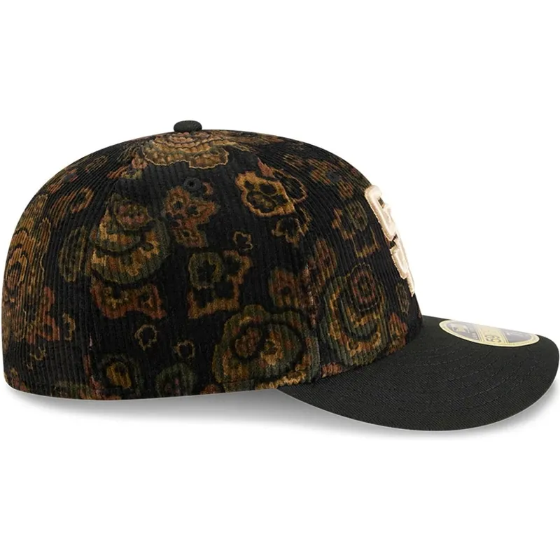 cappellino-curvo-nero-regolabile-59fifty-low-profile-floral-cord-three-looms-printed-corduroy-dei-san-diego-padres-mlb-di-new-er