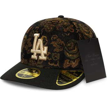 Cappellino nero curvo aderente 59FIFTY Low Profile Floral Cord Three Looms Printed Corduroy dei Los Angeles Dodgers MLB di New