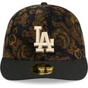 cappellino-nero-curvo-aderente-59fifty-low-profile-floral-cord-three-looms-printed-corduroy-dei-los-angeles-dodgers-mlb-di-new