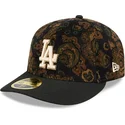 cappellino-nero-curvo-aderente-59fifty-low-profile-floral-cord-three-looms-printed-corduroy-dei-los-angeles-dodgers-mlb-di-new