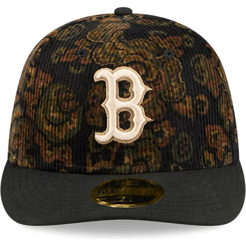 boston-red-sox-mlb-new-era-59fifty-low-profile-floral-cord-three-looms-printed-corduroy-sort-buet-tilpasset-kasket