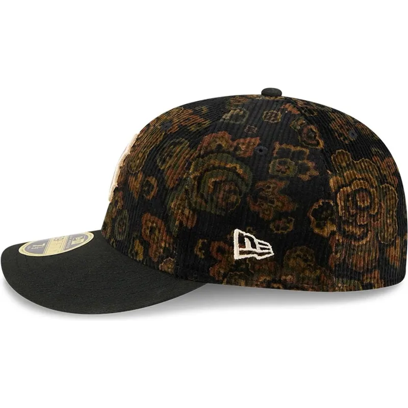 cappellino-curvo-nero-regolabile-59fifty-low-profile-floral-cord-three-looms-printed-corduroy-dei-boston-red-sox-mlb-di-new-era