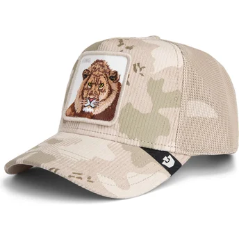 Gorra Trucker Beige Löwe King Corduroy Camo The Farm von Goorin Bros.