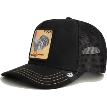 Casquette trucker noire coq Cock Golden Suede The Farm Goorin Bros.