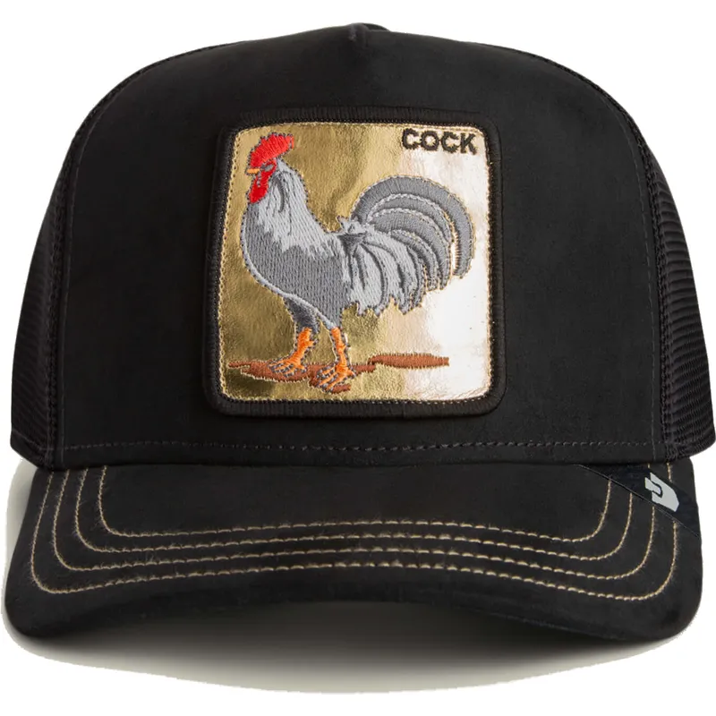 cappellino-trucker-nero-gallo-cock-golden-suede-the-farm-di-goorin-bros