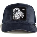 cappello-trucker-blu-navy-leone-king-lion-velour-the-farm-di-goorin-bros