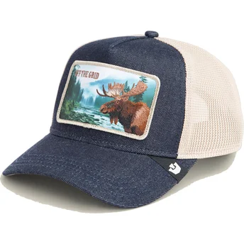 Gorra trucker blu e bianca alce Off The Grid Staycation Homestead The Farm di Goorin Bros.
