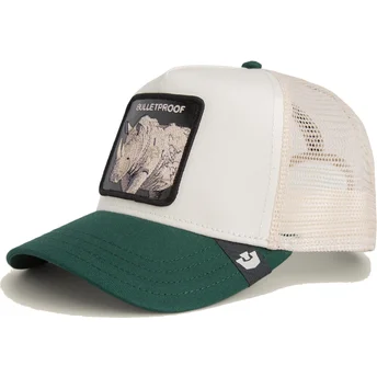 Cappello trucker bianco e verde rinoceronte Bulletproof Bulletproof Sport The Farm di Goorin Bros.