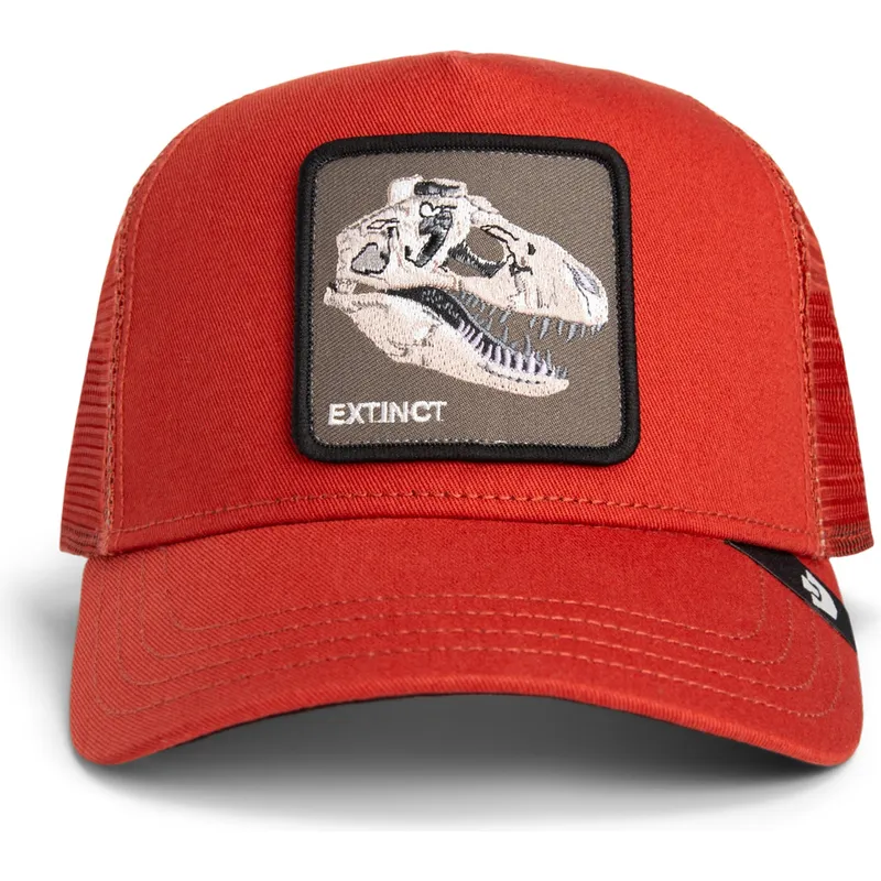 czerwona-czapka-trucker-z-dinozaurem-t-rex-the-extinct-skull-grit-the-farm-od-goorin-bros