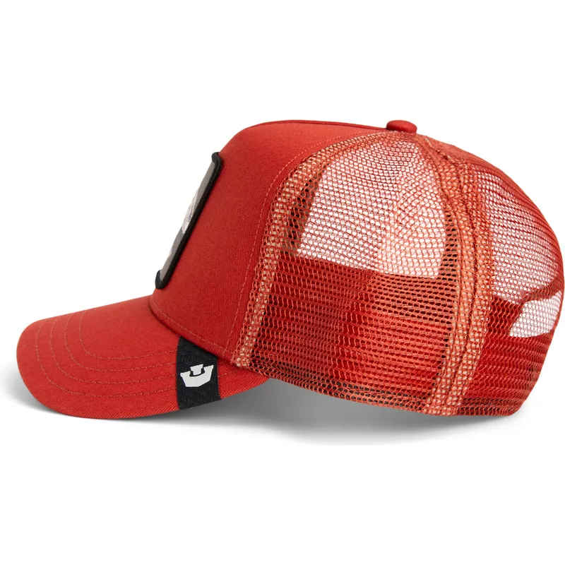 czerwona-czapka-trucker-z-dinozaurem-t-rex-the-extinct-skull-grit-the-farm-od-goorin-bros