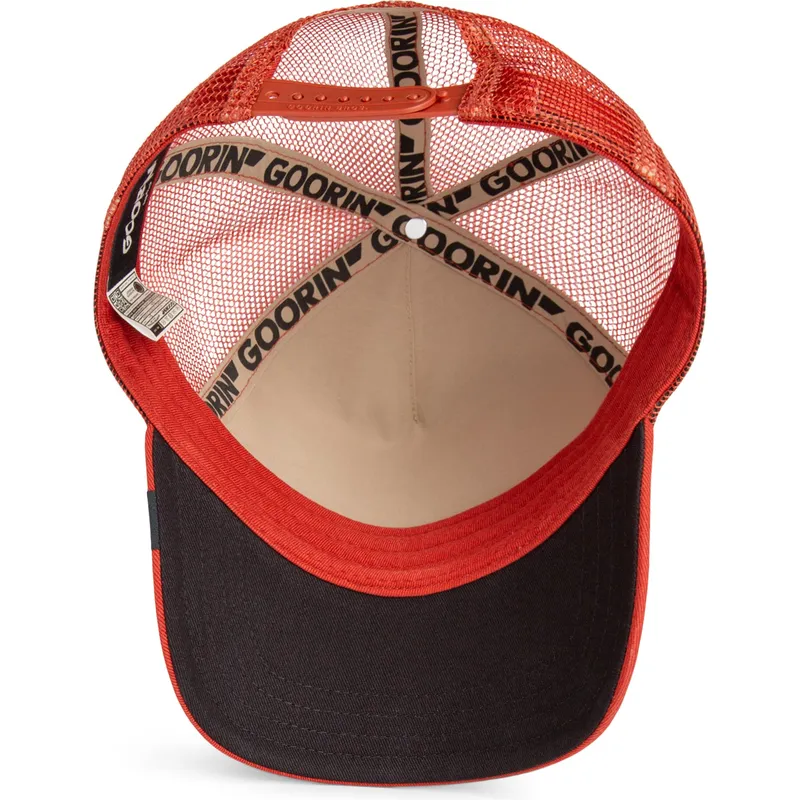 czerwona-czapka-trucker-z-dinozaurem-t-rex-the-extinct-skull-grit-the-farm-od-goorin-bros