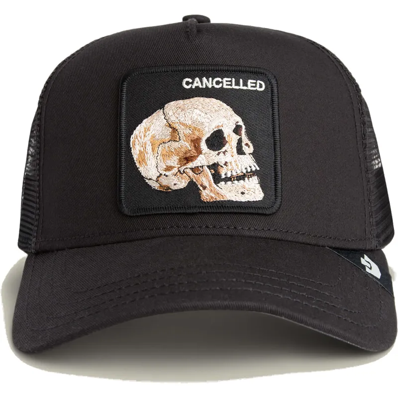 cappellino-trucker-nero-teschio-the-cancelled-skull-grit-the-farm-di-goorin-bros