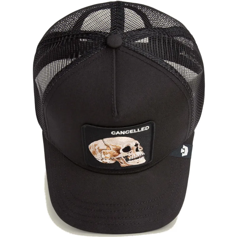 cappellino-trucker-nero-teschio-the-cancelled-skull-grit-the-farm-di-goorin-bros