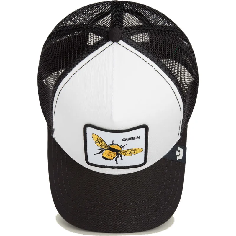 goorin-bros-the-queen-mini-the-farm-vit-och-svart-truckerkeps-for-barn-med-bi