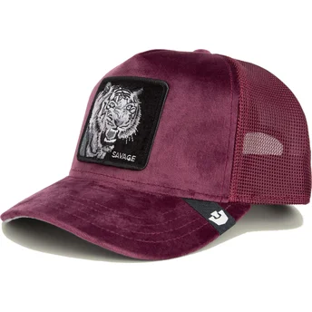 Gorra trucker bordeaux tigre Savage Tiger Velour The Farm di Goorin Bros.