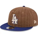 cappellino-piatto-marrone-e-blu-regolabile-9fifty-retro-crown-wool-pinstripe-dei-los-angeles-dodgers-mlb-di-new-era