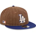 brun-og-bla-justerbar-flad-kasket-9fifty-retro-crown-wool-pinstripe-fra-los-angeles-dodgers-mlb-fra-new-era