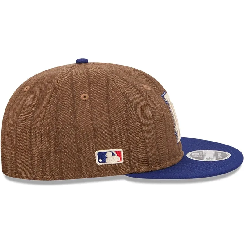 los-angeles-dodgers-mlb-new-era-9fifty-retro-crown-uld-pinstripe-justerbar-brun-og-bla-flad-kasket