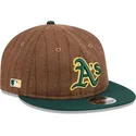 brun-och-gron-justerbar-platt-keps-9fifty-retro-crown-wool-pinstripe-fran-oakland-athletics-mlb-av-new-era