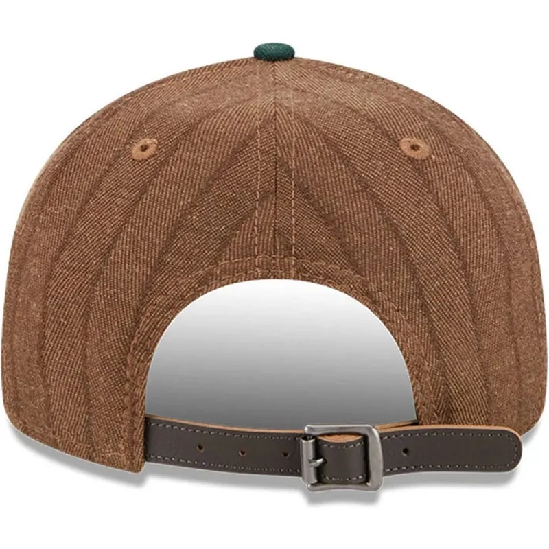 brun-och-gron-justerbar-platt-keps-9fifty-retro-crown-wool-pinstripe-fran-oakland-athletics-mlb-av-new-era