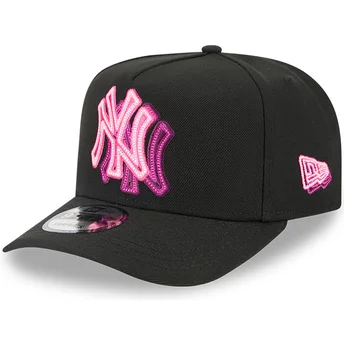 Cappellino nero curvo snapback 9FIFTY A Frame Neon dei New York Yankees MLB di New Era