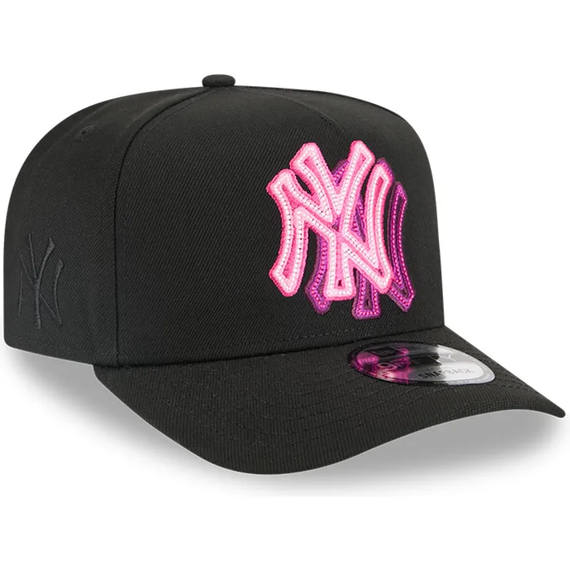 cappellino-curvo-nero-snapback-9fifty-a-frame-neon-dei-new-york-yankees-mlb-di-new-era