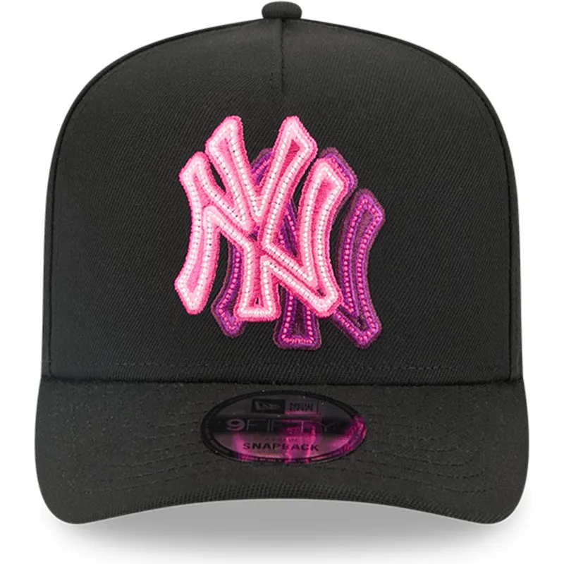 cappellino-curvo-nero-snapback-9fifty-a-frame-neon-dei-new-york-yankees-mlb-di-new-era