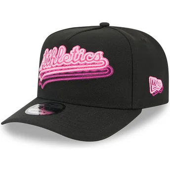 Cappellino curva nero snapback 9FIFTY A Frame Neon degli Oakland Athletics MLB di New Era