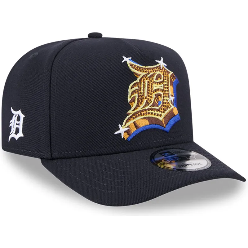 marineblaue-gebogene-snapback-kappe-9fifty-a-frame-emblem-der-detroit-tigers-mlb-von-new-era