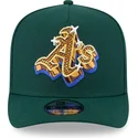 cappellino-curvo-verde-snapback-9fifty-a-frame-emblem-di-oakland-athletics-mlb-di-new-era